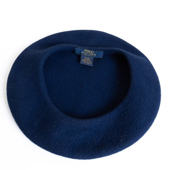 Polo Ralph Lauren Navy Wool Beret Hat Made in Italy Vintage - Picture 4 of 5